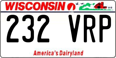 WI license plate 232VRP