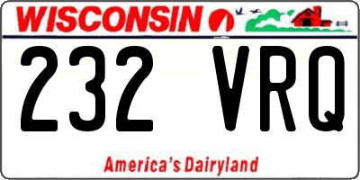 WI license plate 232VRQ