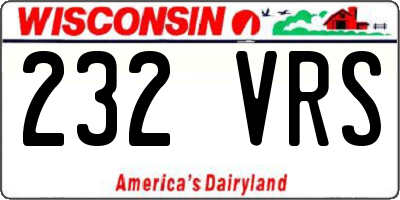 WI license plate 232VRS