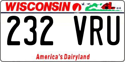 WI license plate 232VRU