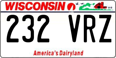WI license plate 232VRZ