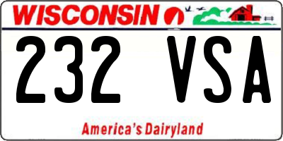 WI license plate 232VSA