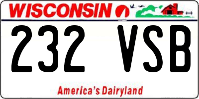 WI license plate 232VSB