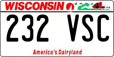 WI license plate 232VSC