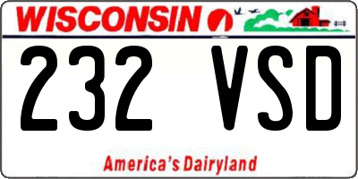 WI license plate 232VSD