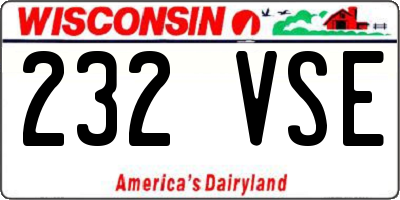 WI license plate 232VSE