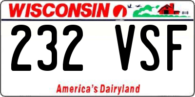 WI license plate 232VSF