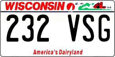 WI license plate 232VSG