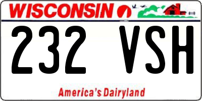 WI license plate 232VSH