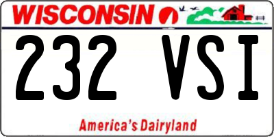 WI license plate 232VSI