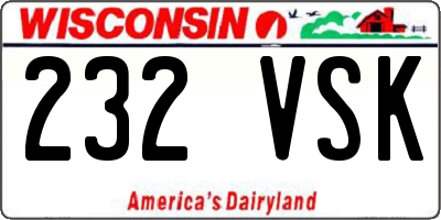 WI license plate 232VSK