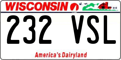 WI license plate 232VSL