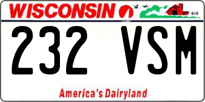 WI license plate 232VSM