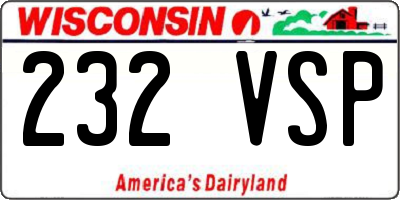 WI license plate 232VSP