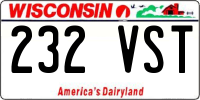 WI license plate 232VST