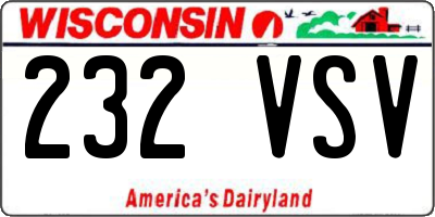 WI license plate 232VSV
