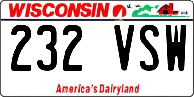 WI license plate 232VSW