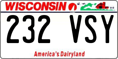 WI license plate 232VSY