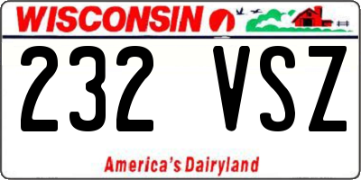 WI license plate 232VSZ