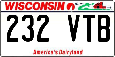 WI license plate 232VTB