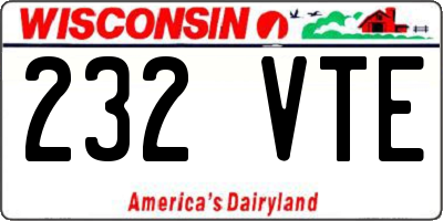 WI license plate 232VTE