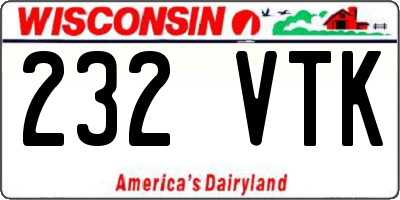 WI license plate 232VTK