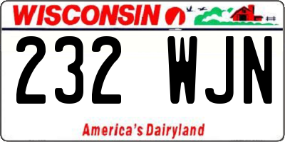 WI license plate 232WJN
