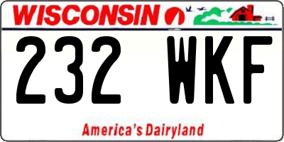 WI license plate 232WKF