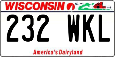 WI license plate 232WKL