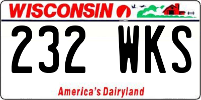 WI license plate 232WKS