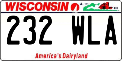 WI license plate 232WLA