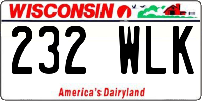 WI license plate 232WLK