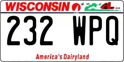 WI license plate 232WPQ