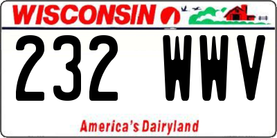 WI license plate 232WWV
