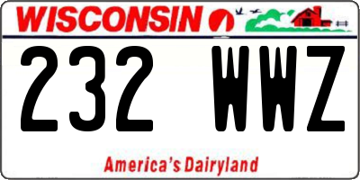 WI license plate 232WWZ