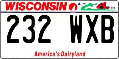 WI license plate 232WXB