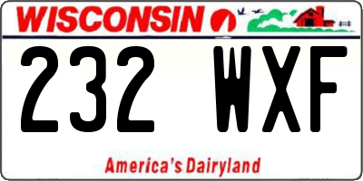 WI license plate 232WXF