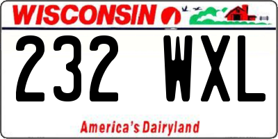 WI license plate 232WXL