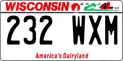 WI license plate 232WXM