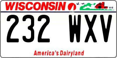 WI license plate 232WXV
