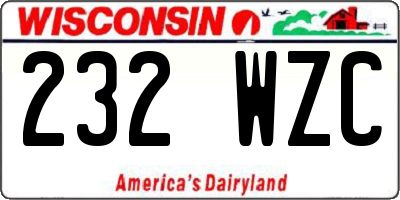 WI license plate 232WZC