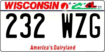 WI license plate 232WZG