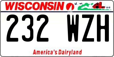WI license plate 232WZH