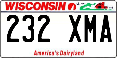 WI license plate 232XMA