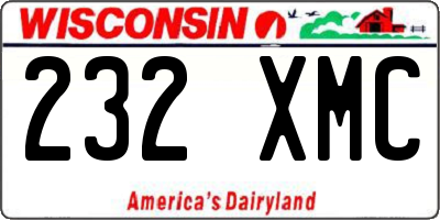 WI license plate 232XMC