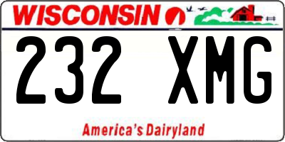 WI license plate 232XMG