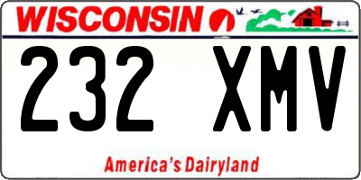 WI license plate 232XMV
