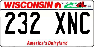 WI license plate 232XNC