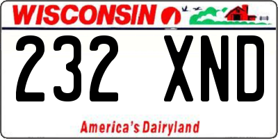 WI license plate 232XND
