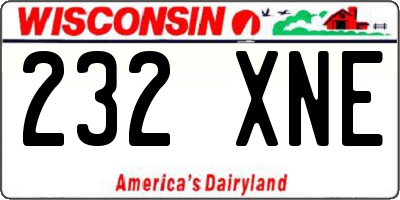 WI license plate 232XNE